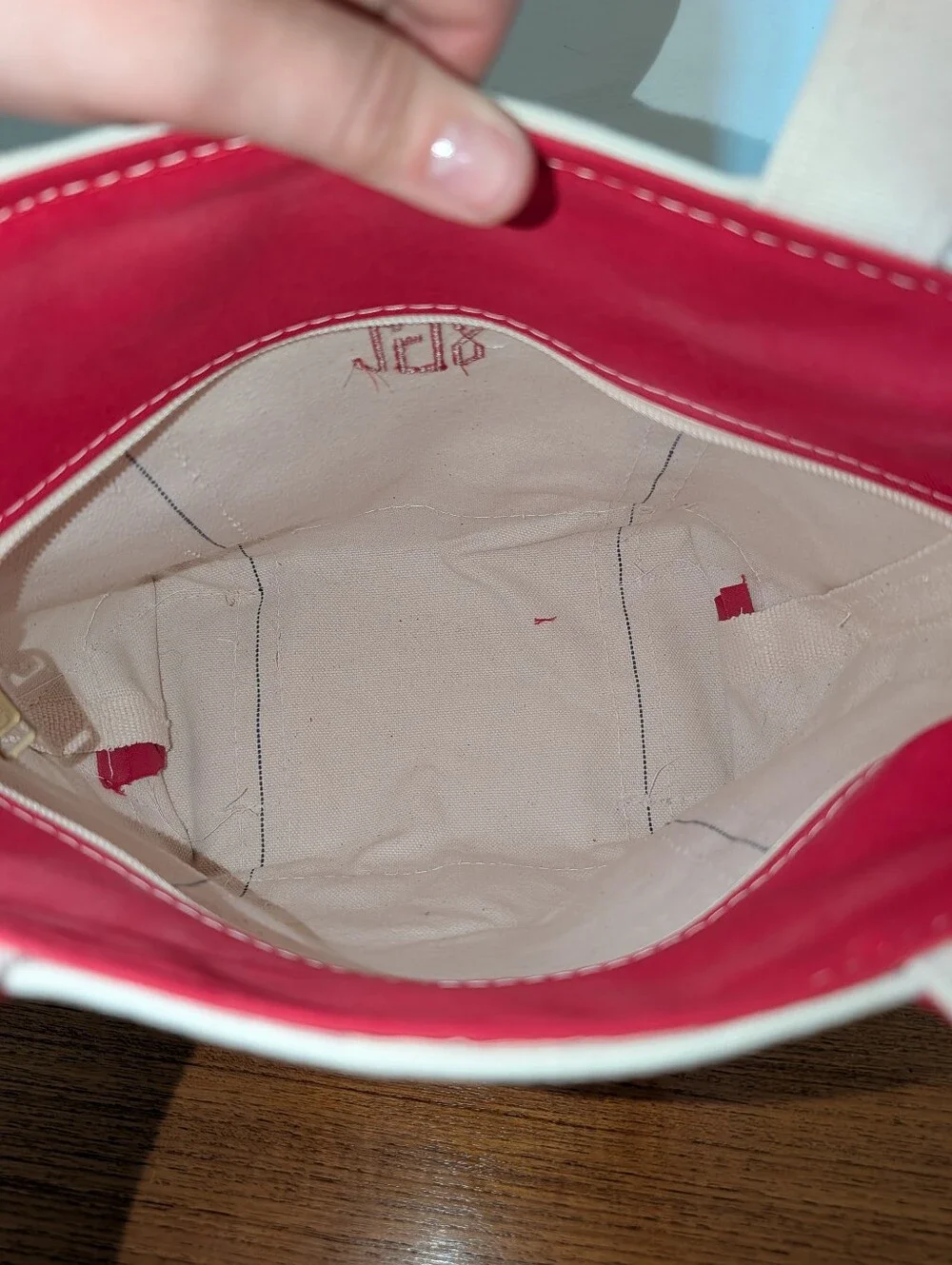 Vintage 80s LL Bean Boat And Mini Tote Bag Red White USA Long Handle Deadstock